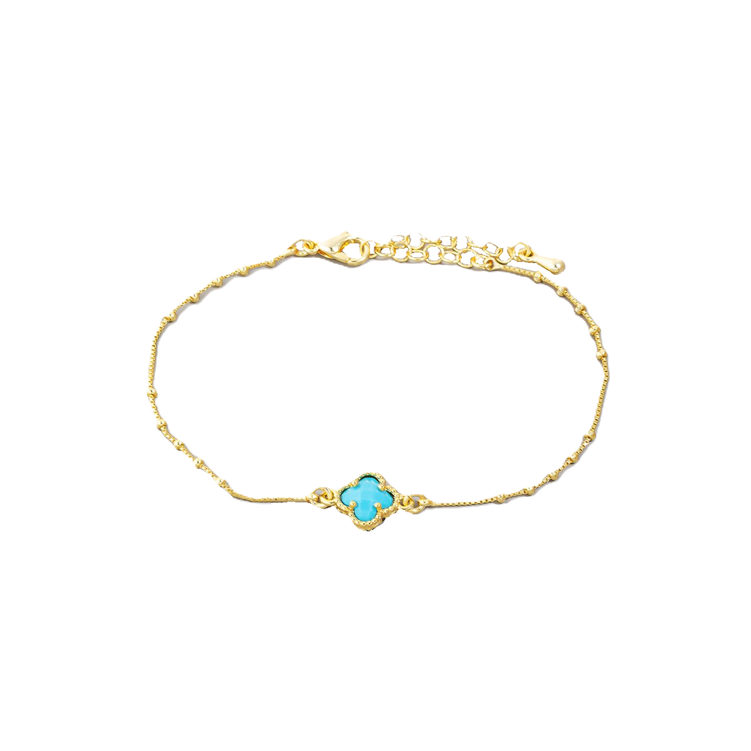 Dainty Turquoise Clover Bracelet