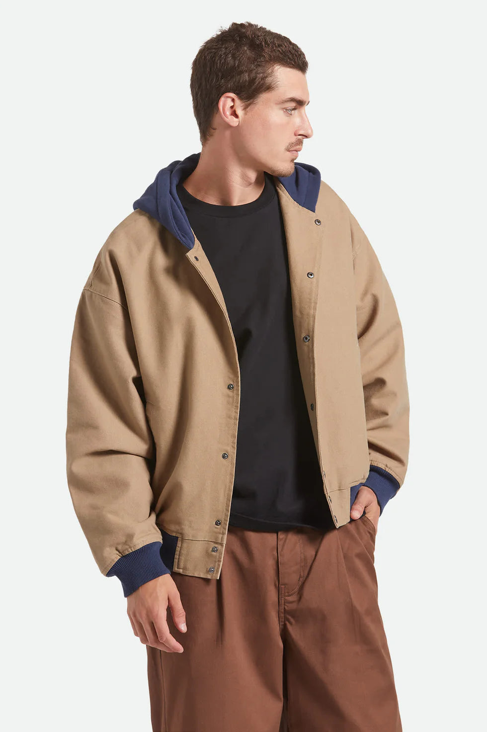Canvas Hooded Bomber Jacket
