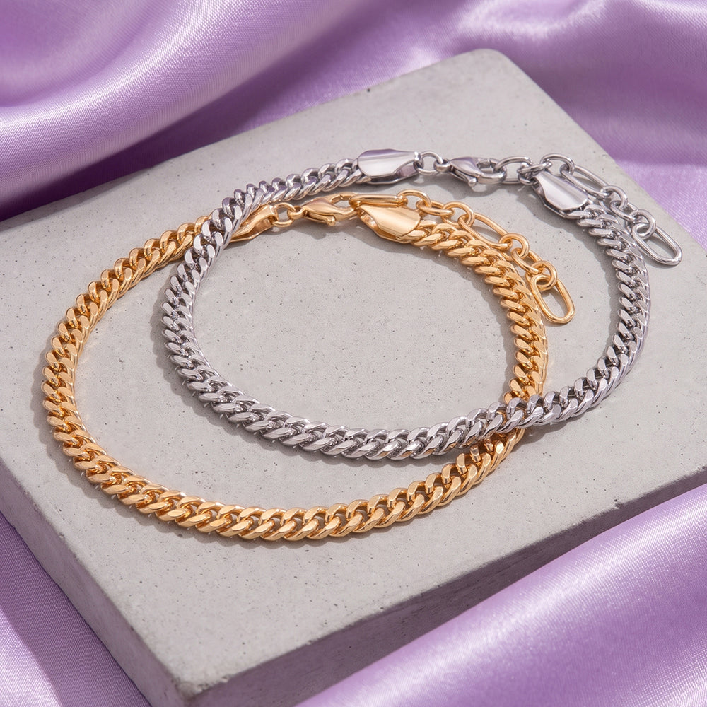 Flat Curb Link Chain Bracelet