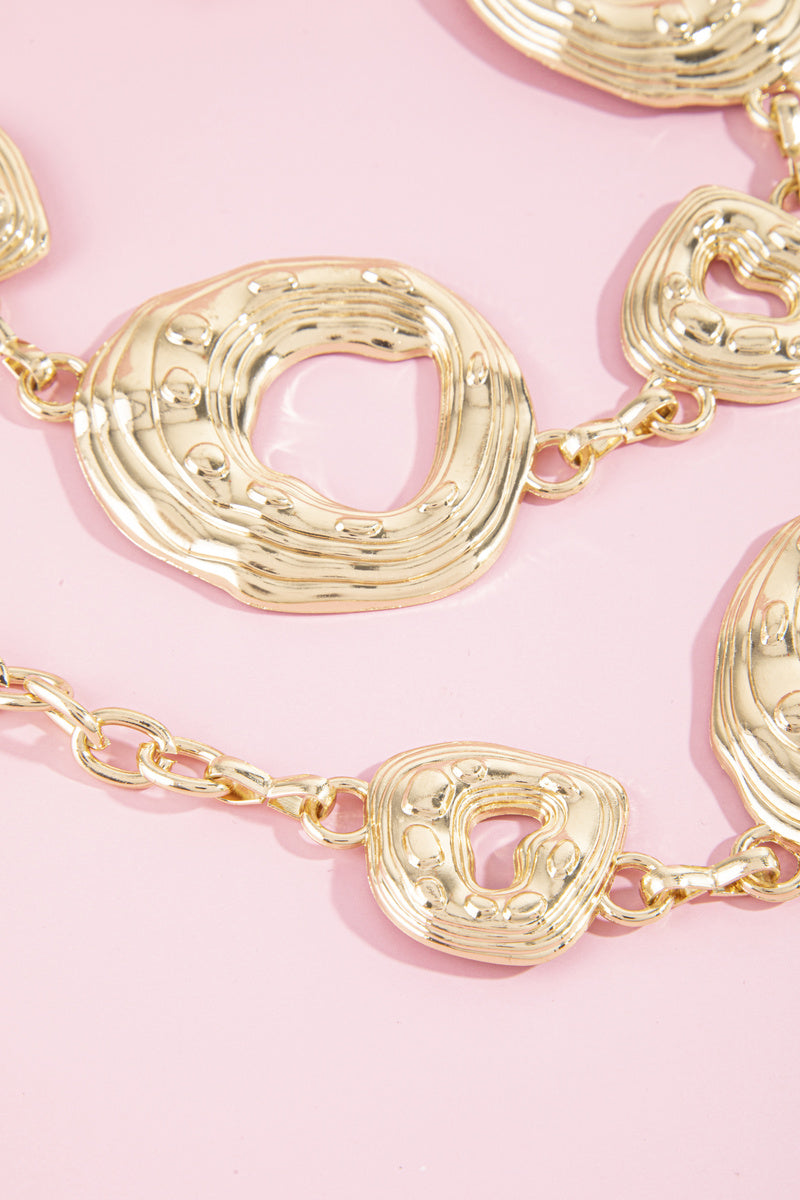 Hammered Open Ring Chain Belt