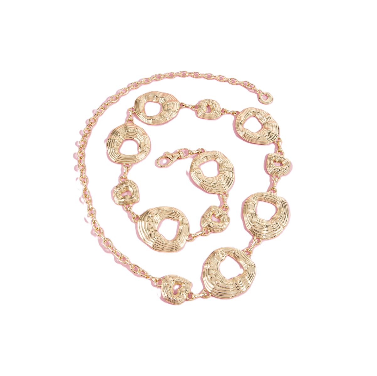 Hammered Open Ring Chain Belt