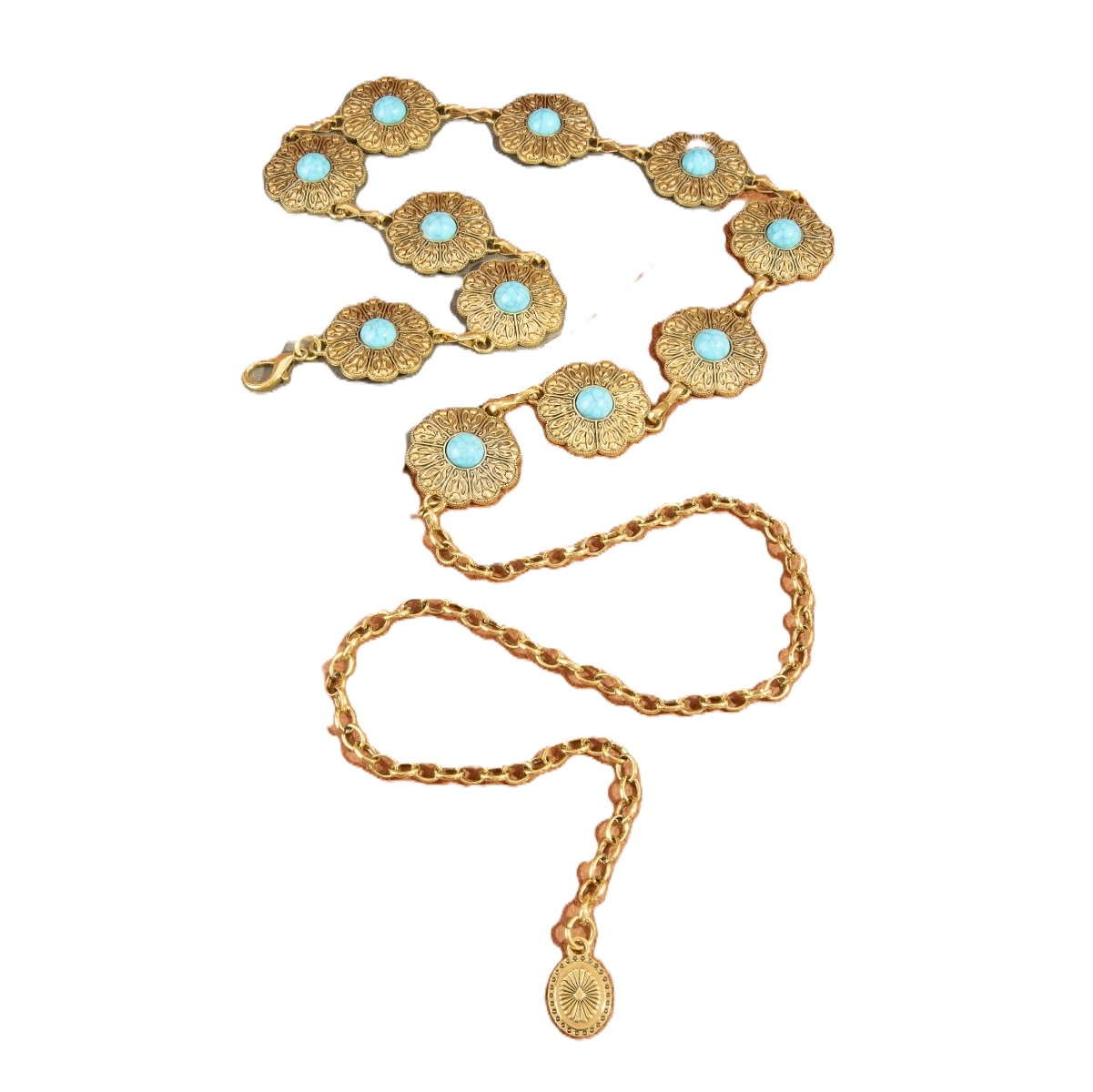 Floral Conch Turquoise Stone Chain Belt