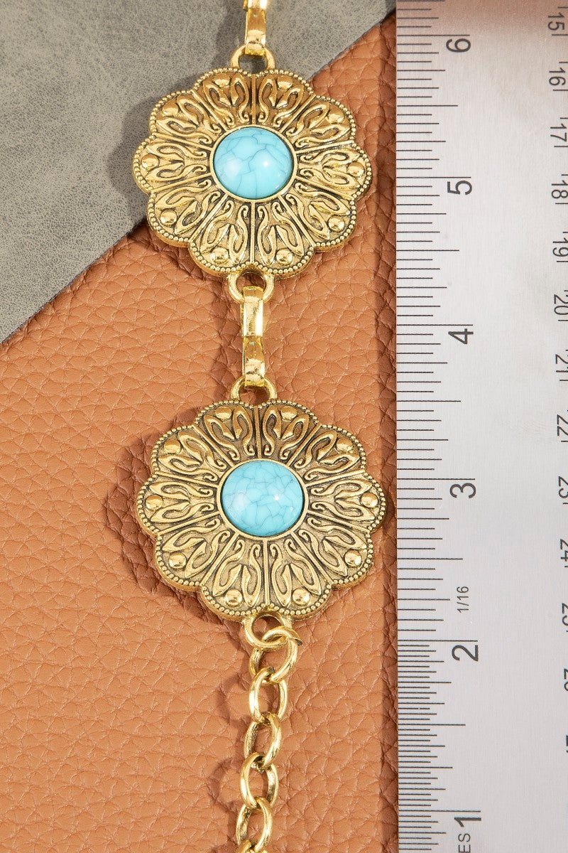 Floral Conch Turquoise Stone Chain Belt