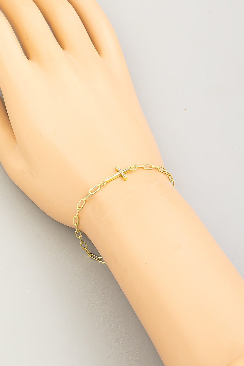 Gold Dipped Cross Bracelet