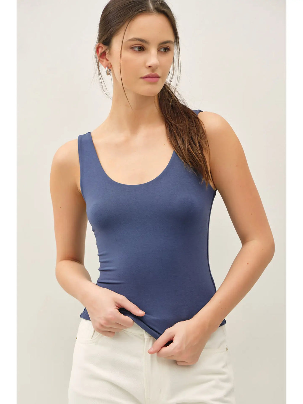 Double Lined Scoop Neck Tank