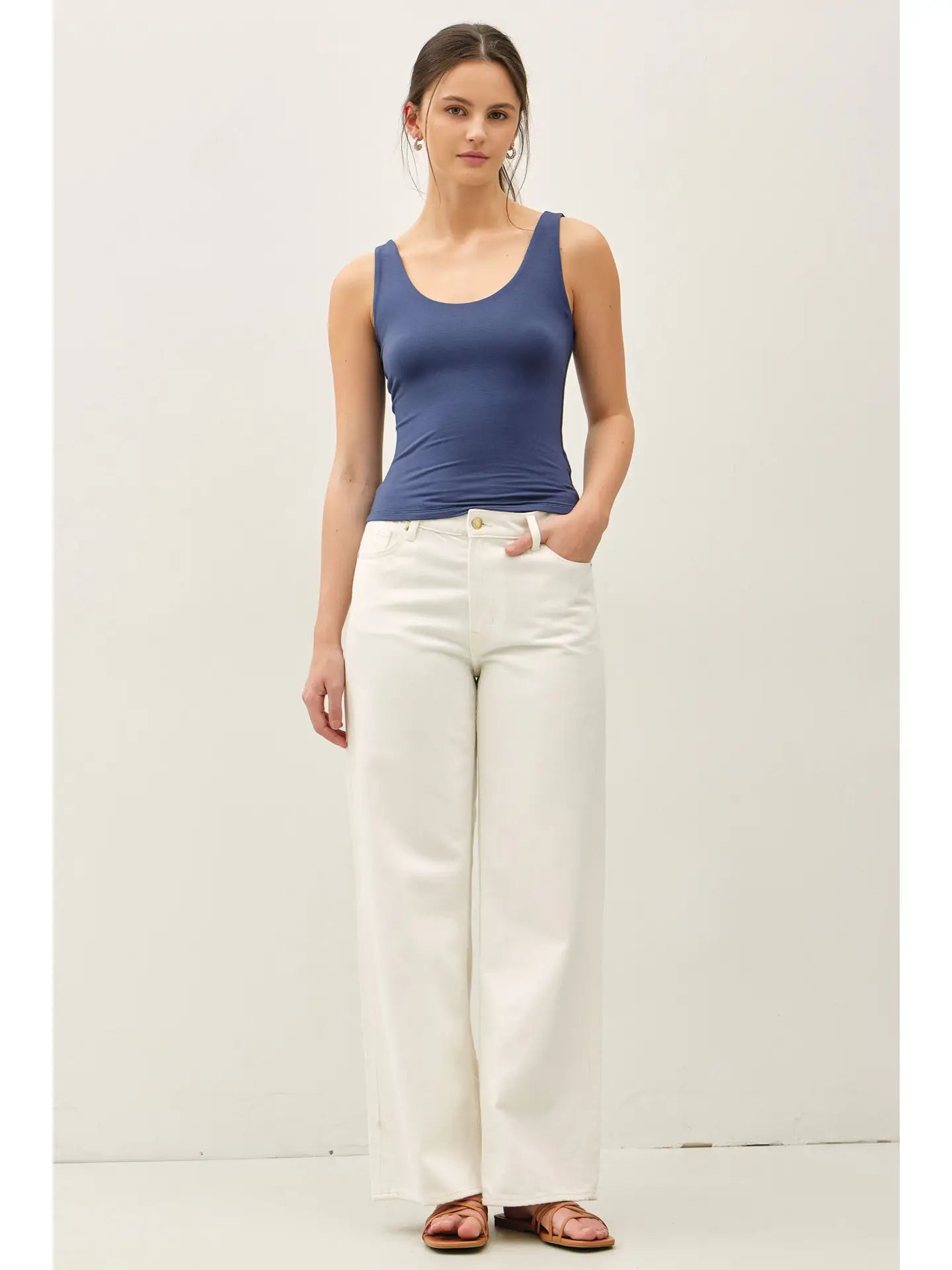 Double Lined Scoop Neck Tank