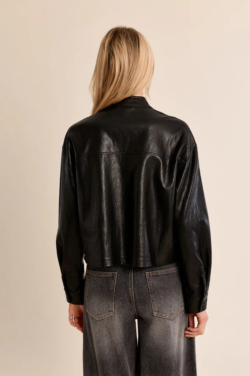 Sloane Faux Leather Button Up
