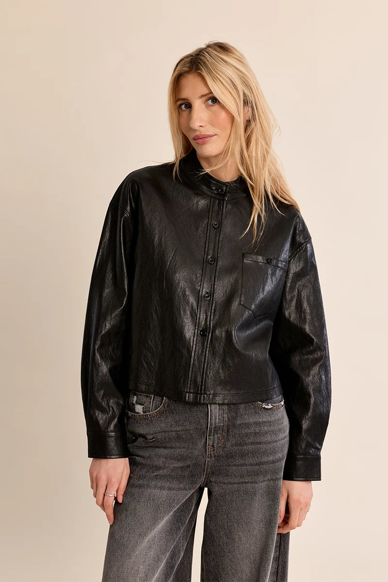 Sloane Faux Leather Button Up