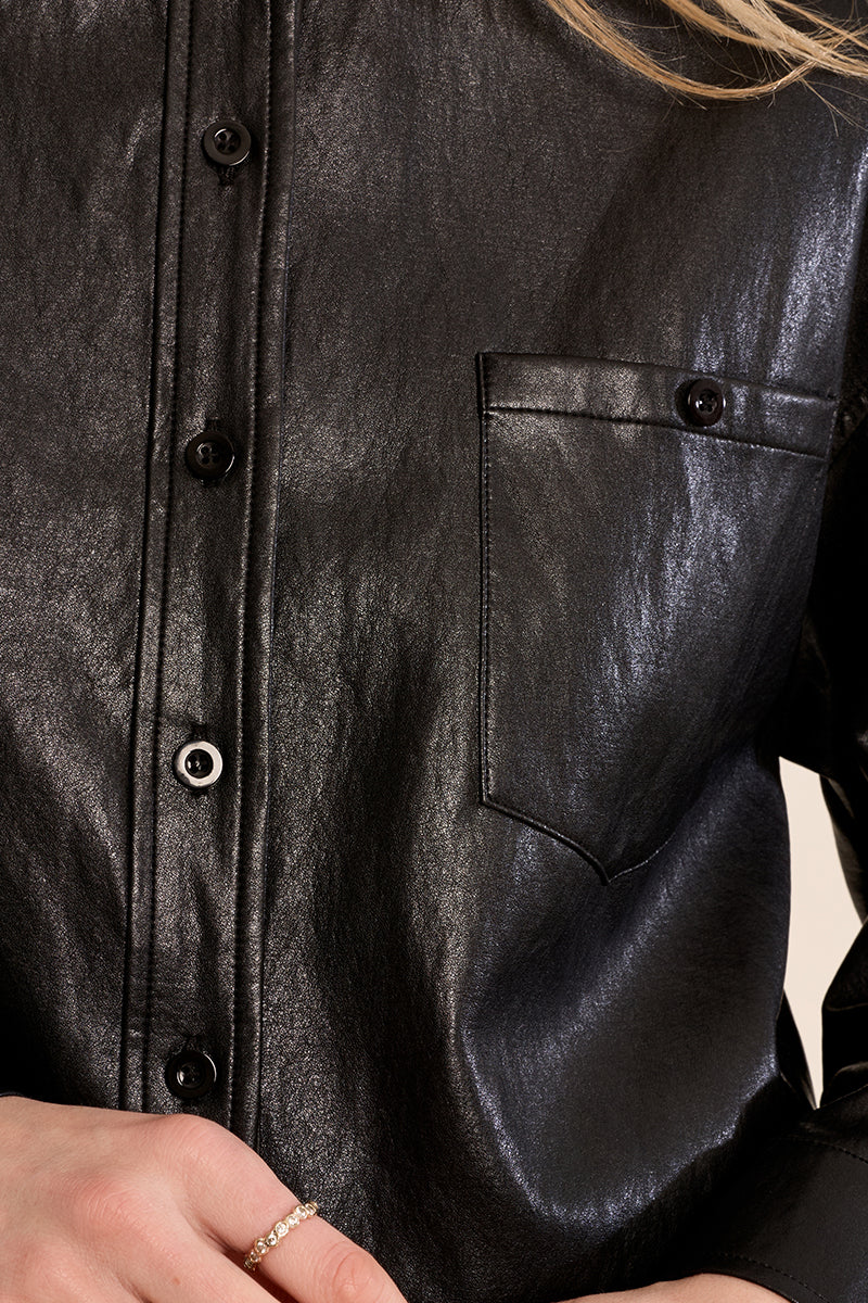 Sloane Faux Leather Button Up