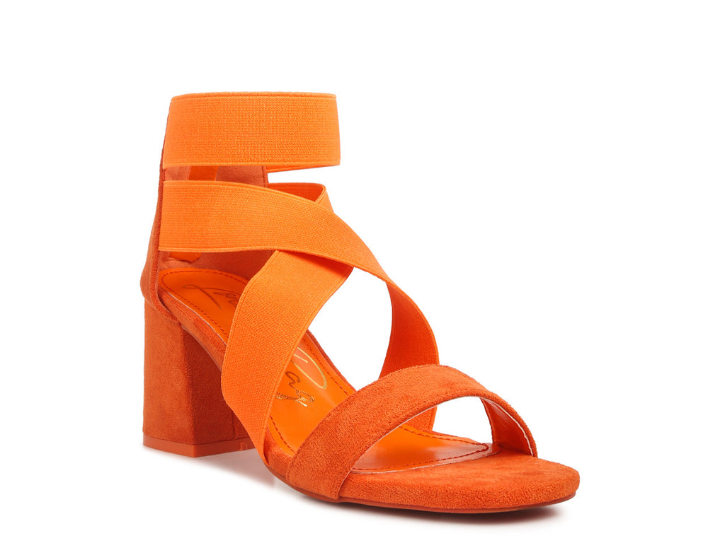 Pumpkin Strappy Block Heels