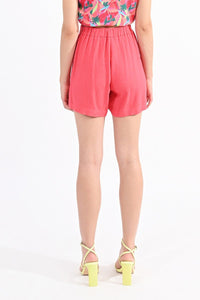 Coral Linen Blend Shorts