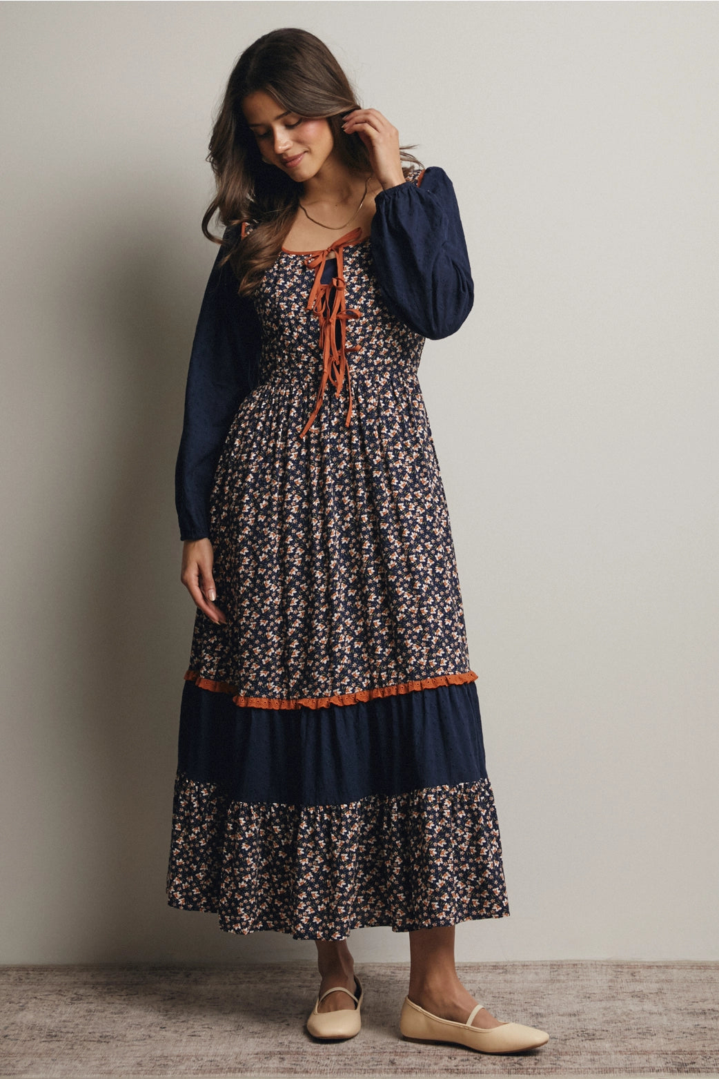 Laura Patchwork Lace-up Dress