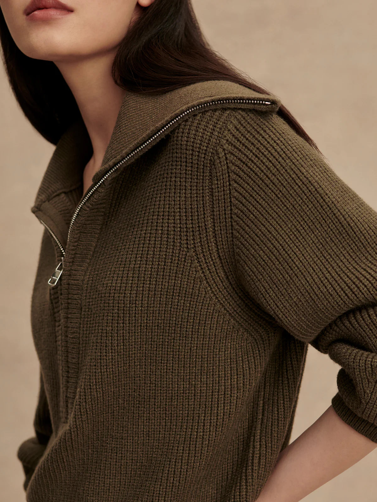 Maura Half Zip Rib Knit