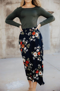 Black Floral Maxi Skirt