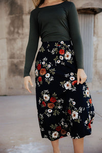 Black Floral Maxi Skirt