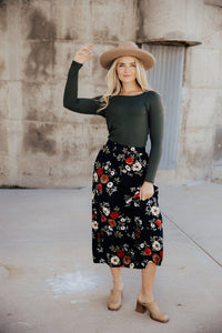 Black Floral Maxi Skirt