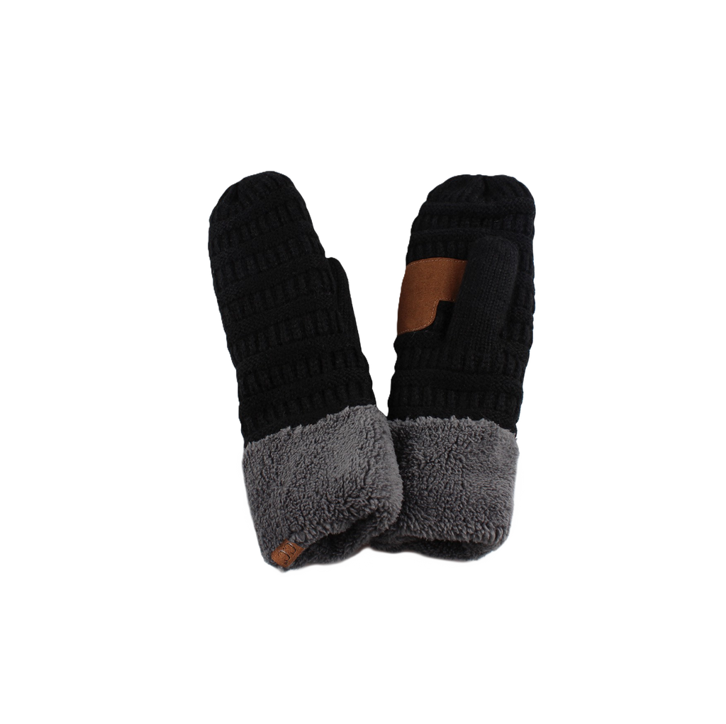 Textured Knit Lined Mittens