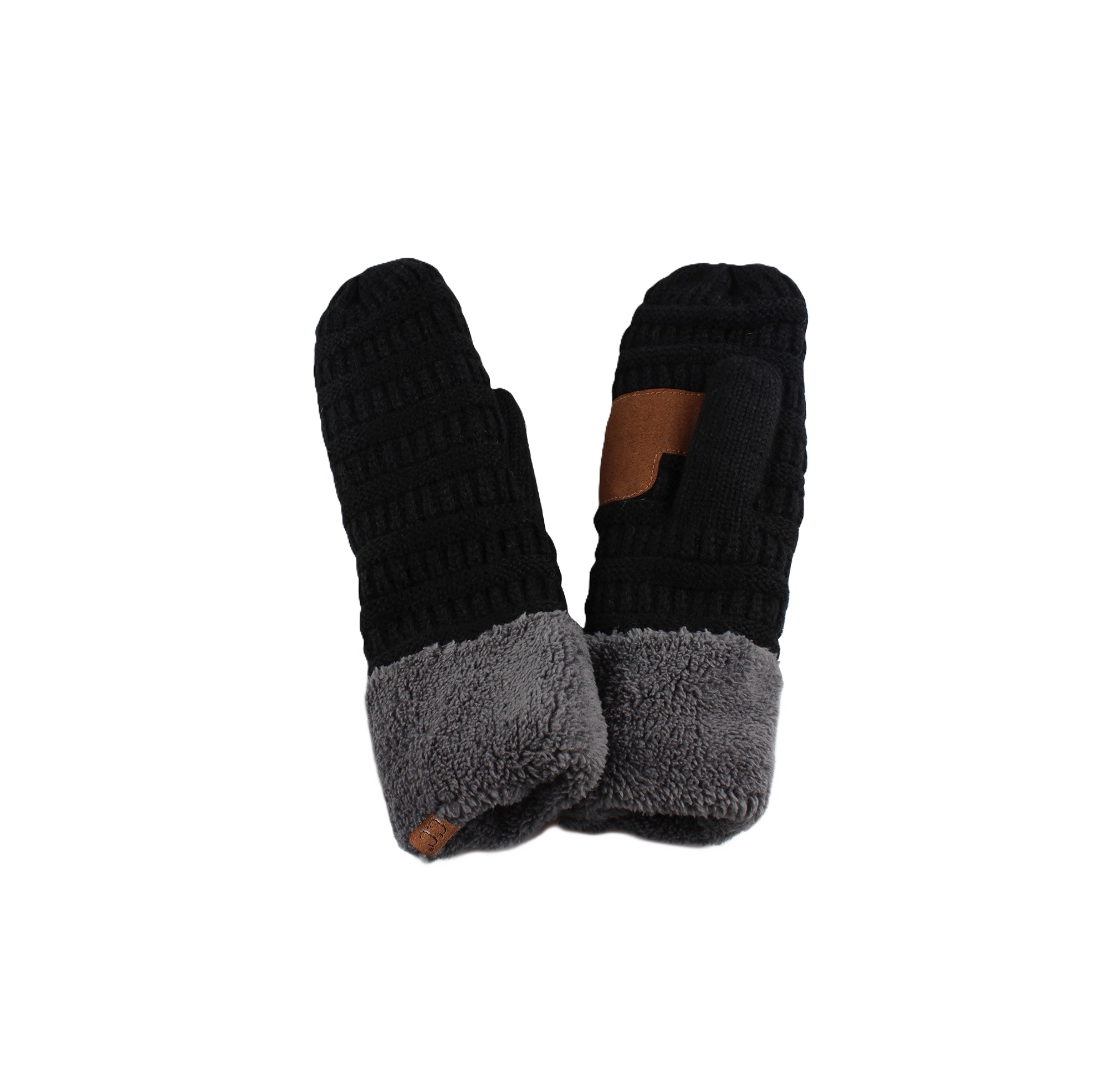 Textured Knit Lined Mittens