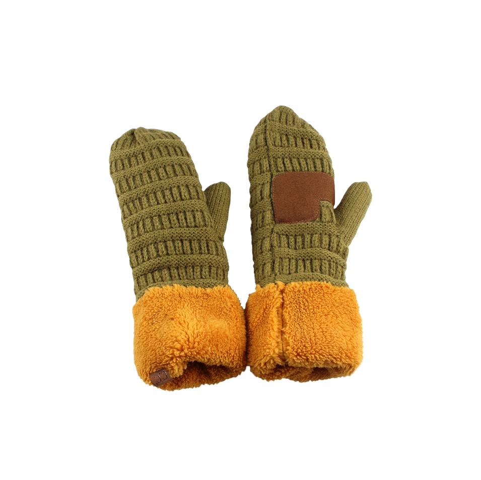 Textured Knit Lined Mittens