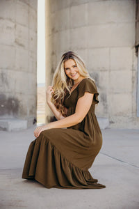 Mossy Flutter Sleeve Dress