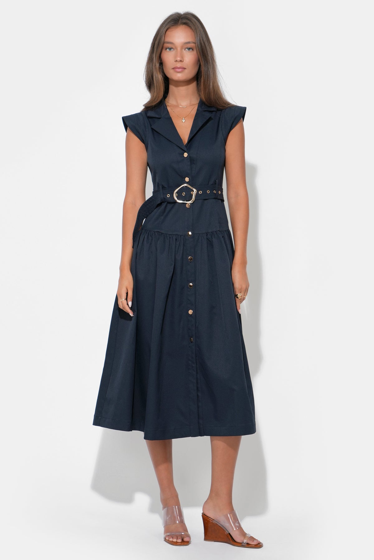 Olivia Belted Drop Waist Dress