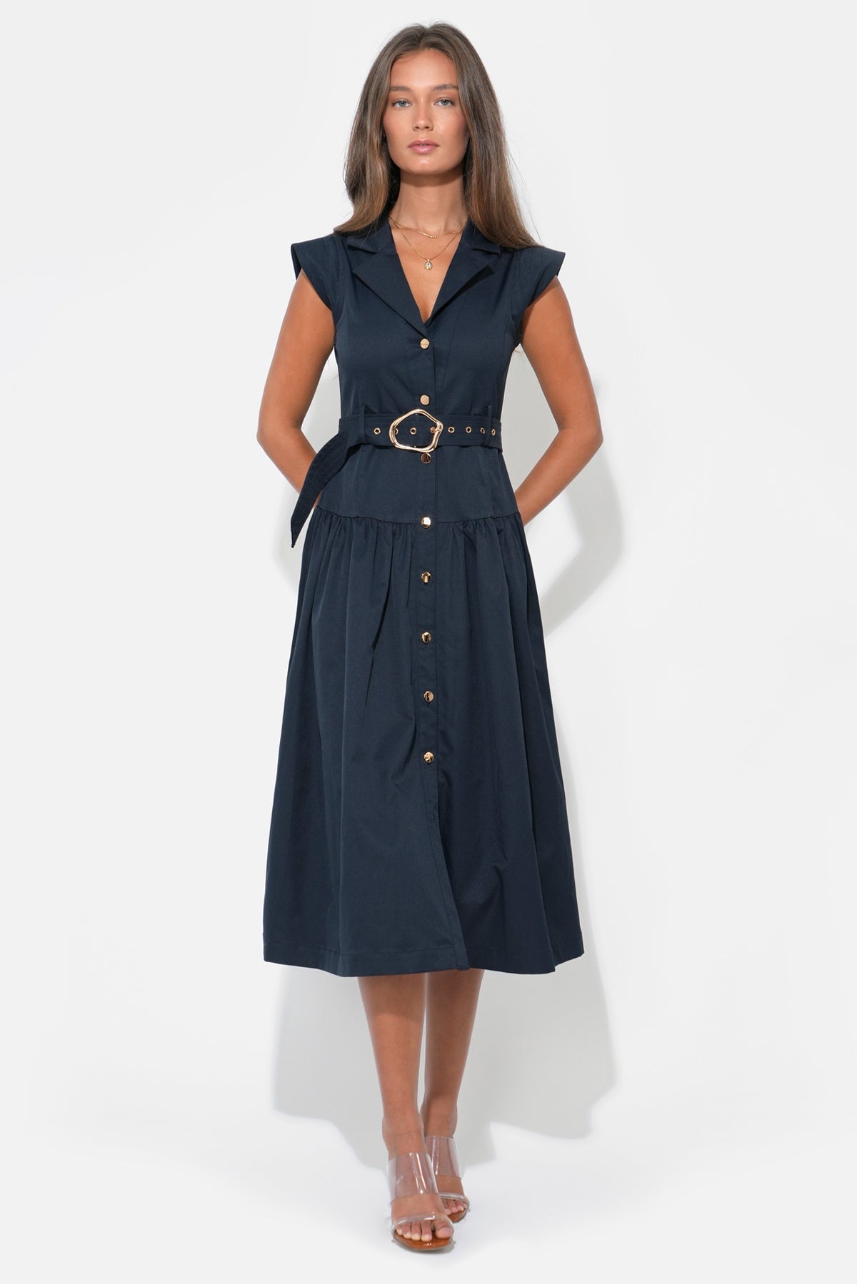 Olivia Belted Drop Waist Dress