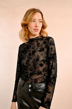 Load image into Gallery viewer, Flocked Velvet Mesh Top