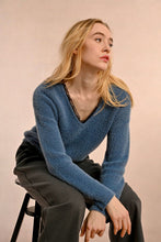 Load image into Gallery viewer, Azure Lace Trim Sweater