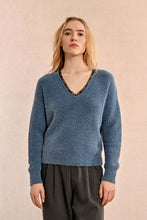 Load image into Gallery viewer, Azure Lace Trim Sweater