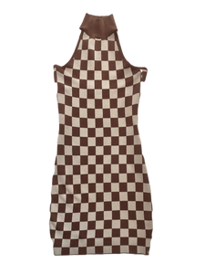 Checkered Halter Dress