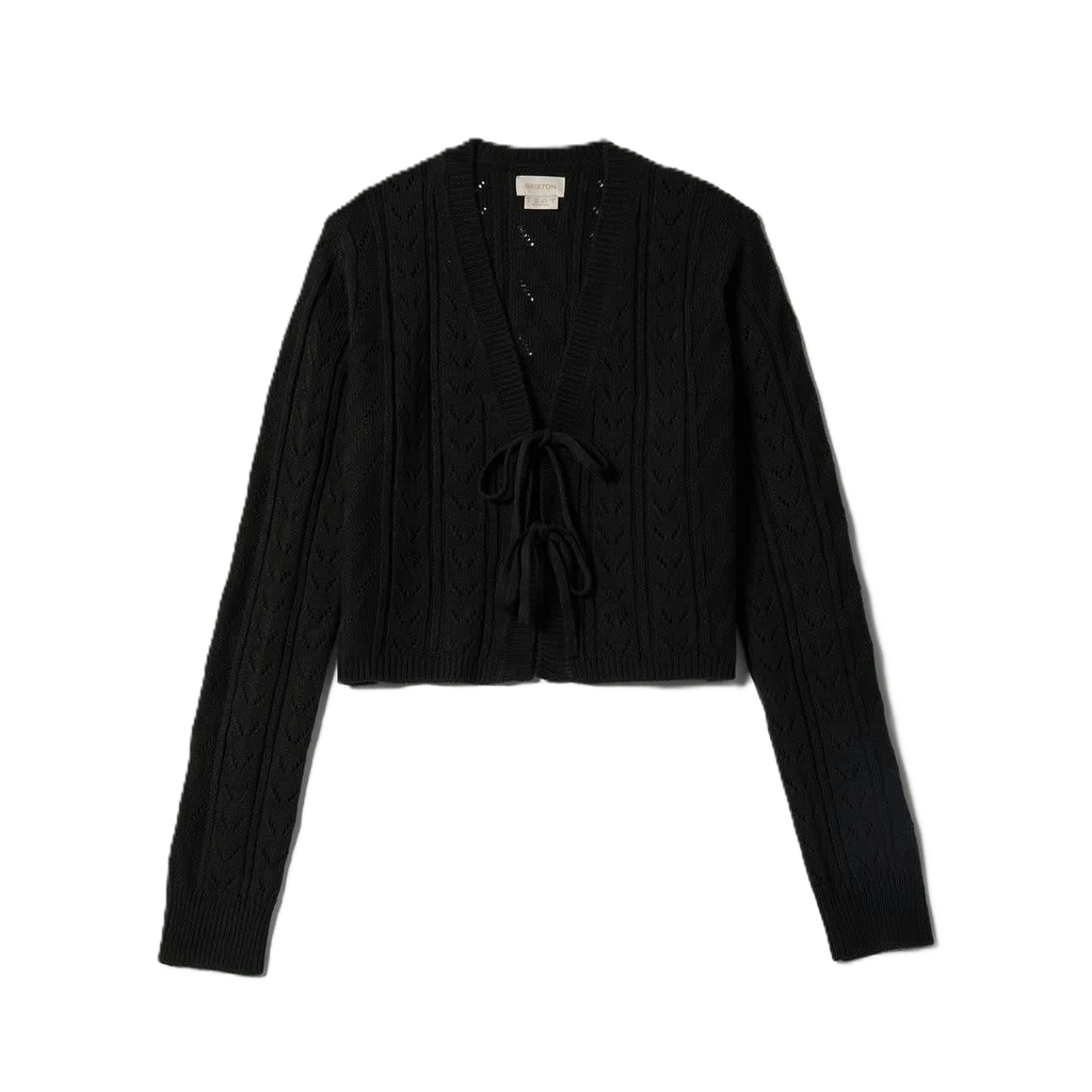 Cropped Pointelle Tie Cardigan