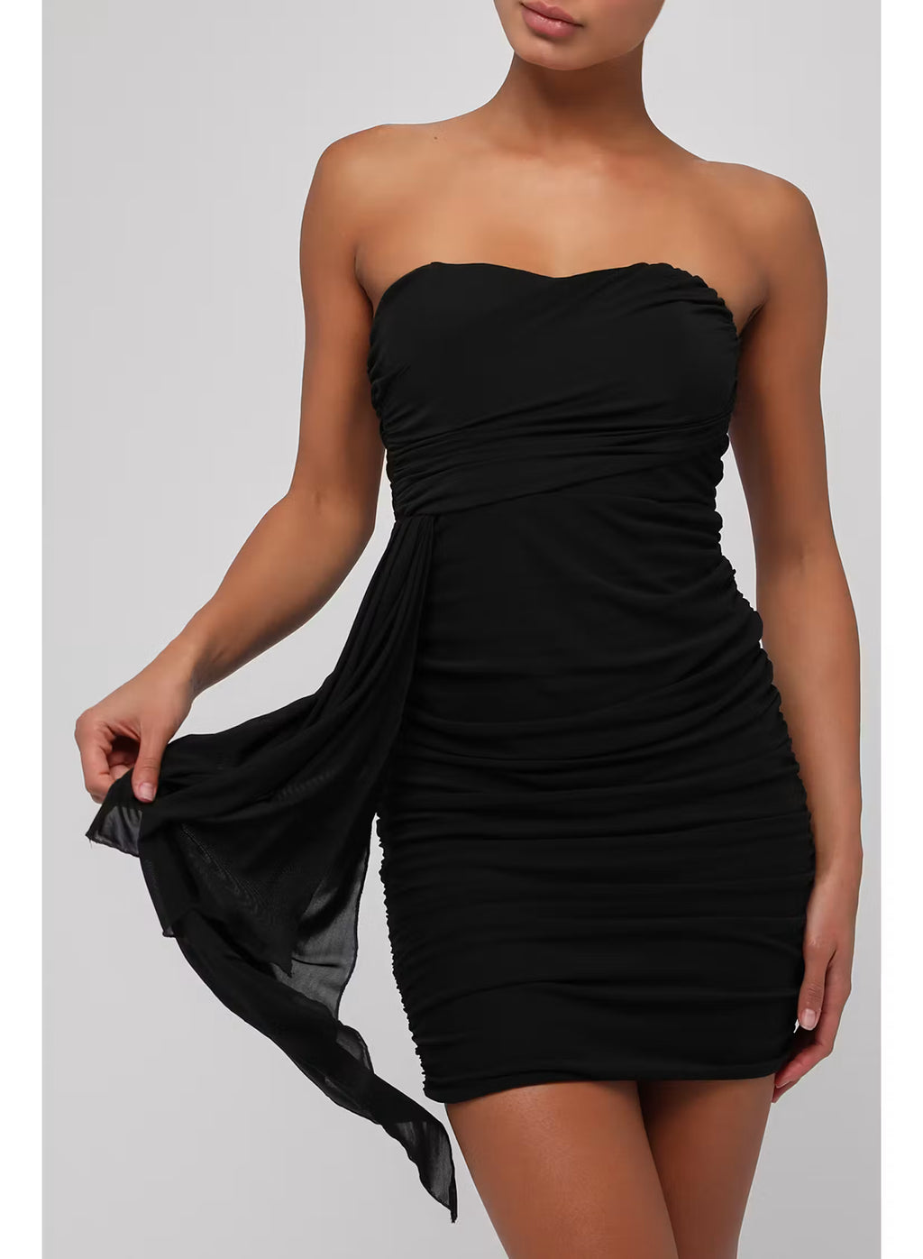 Prism Mesh Draped Mini Dress