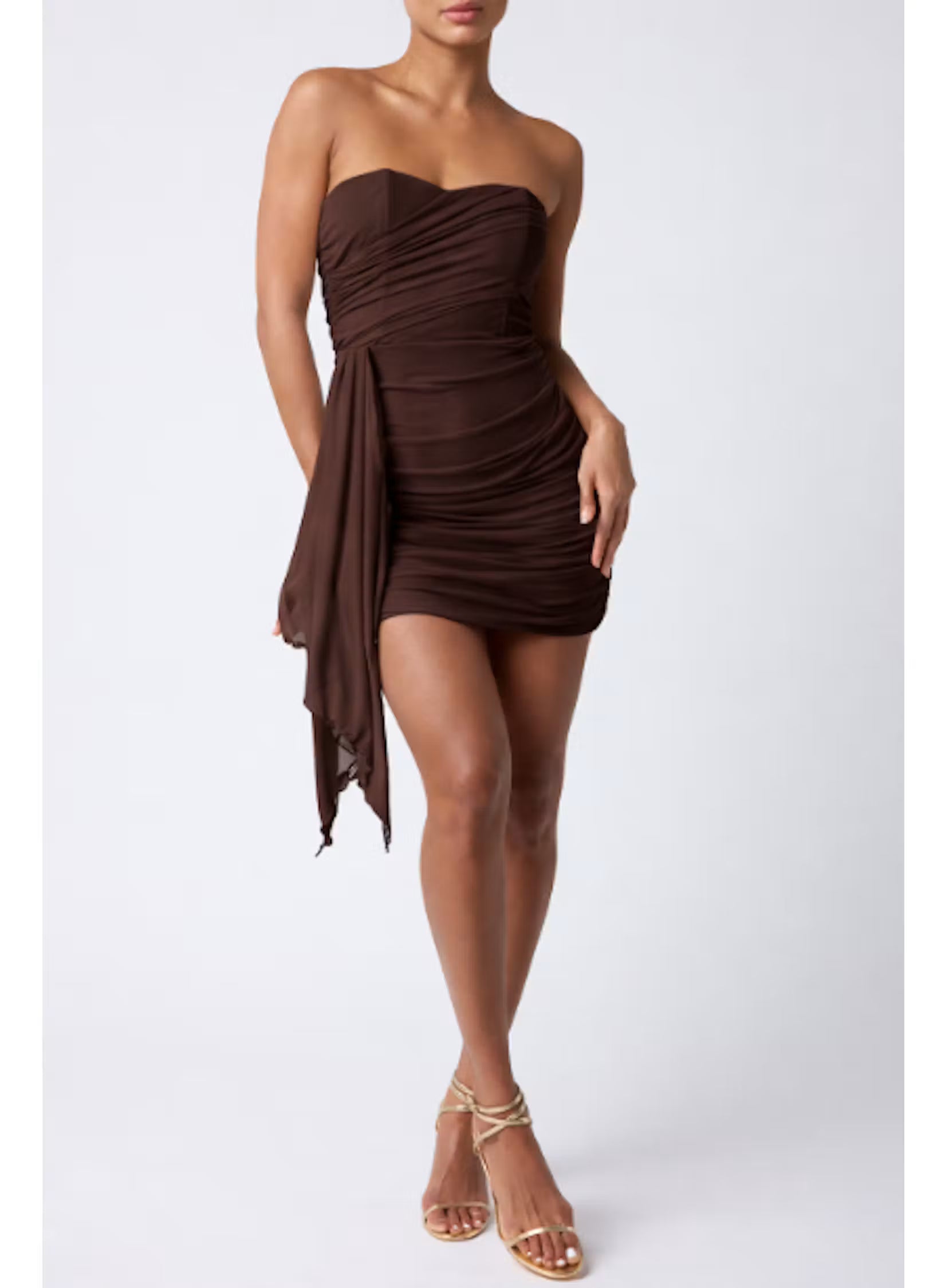Prism Mesh Draped Mini Dress