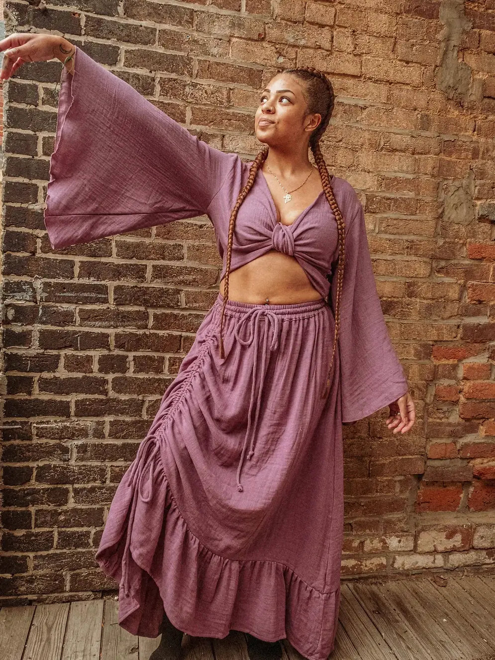 Bamboo Cotton Cinch Ruffle Skirt