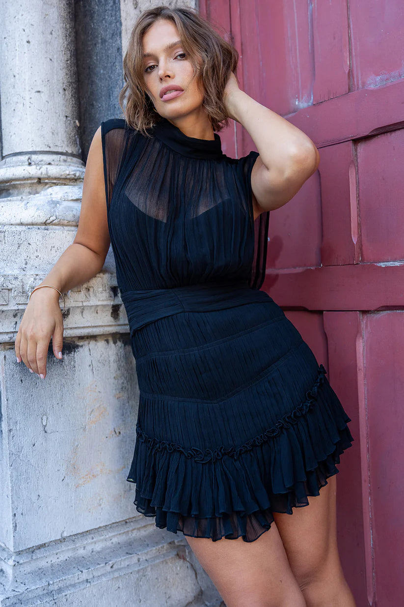 Rachel Pleat Mini Dress