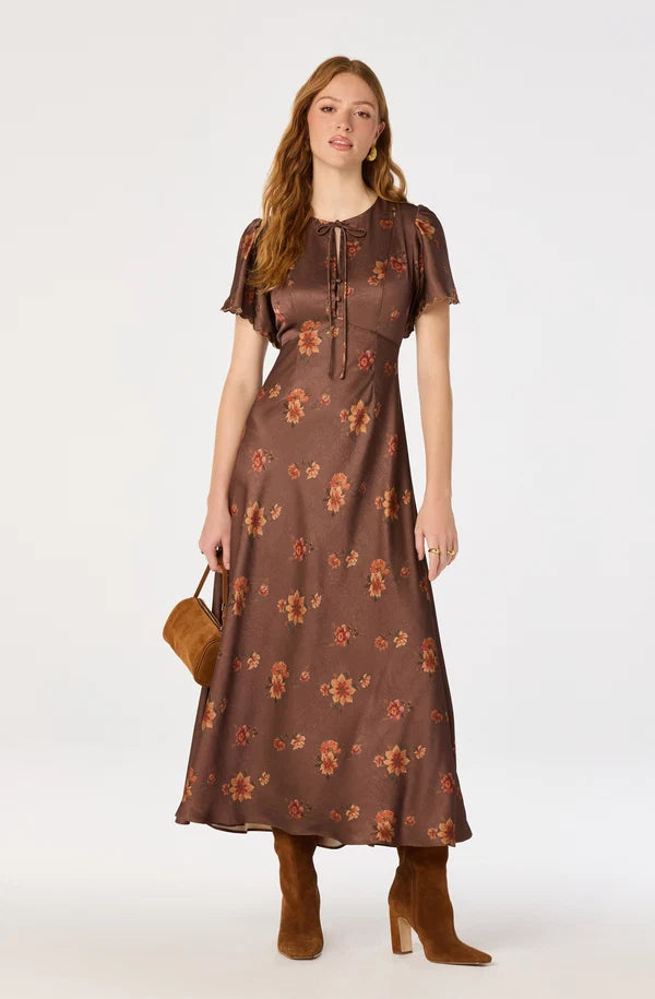 Riley Floral Satin Maxi Dress