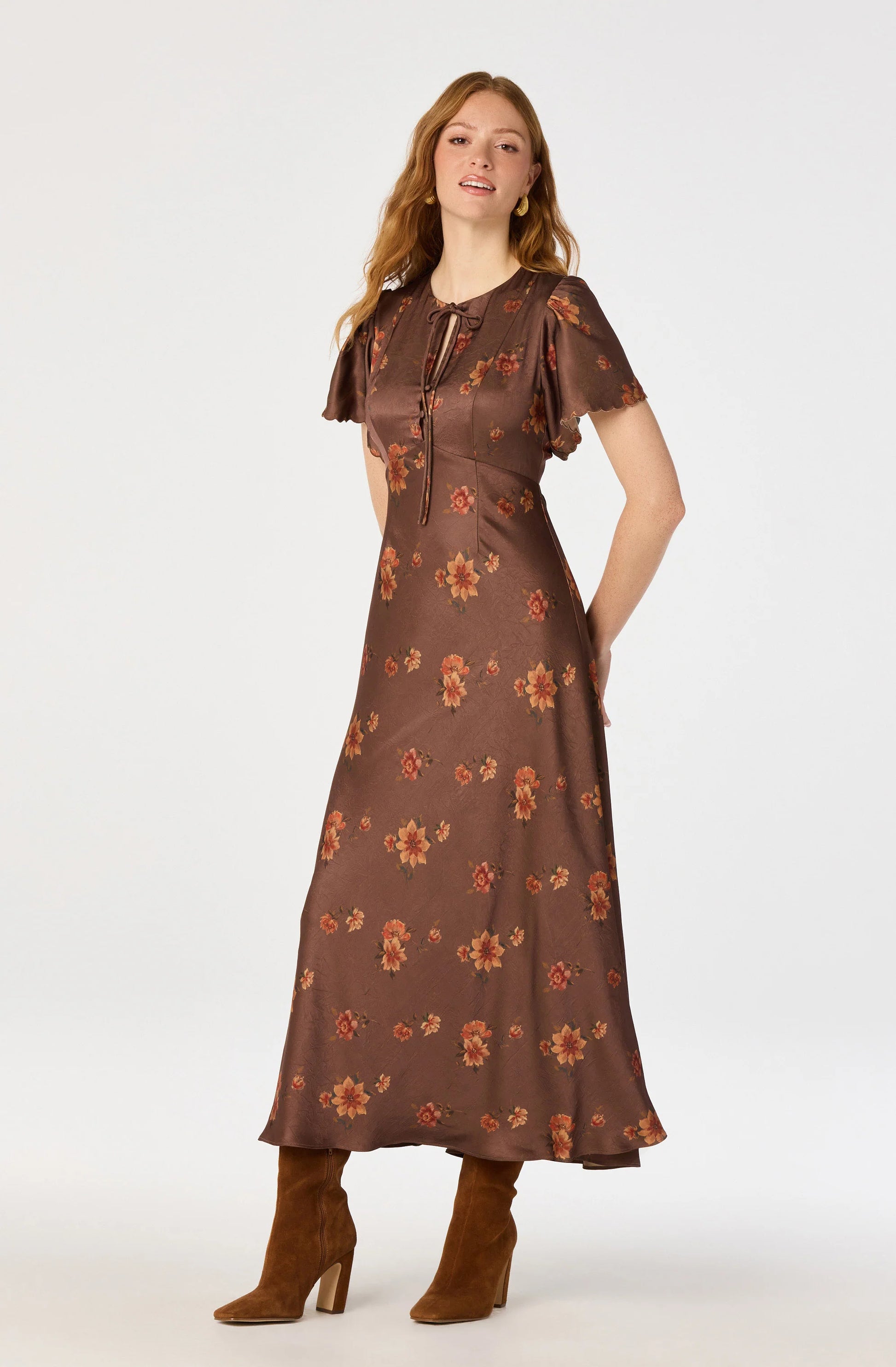 Riley Floral Satin Maxi Dress