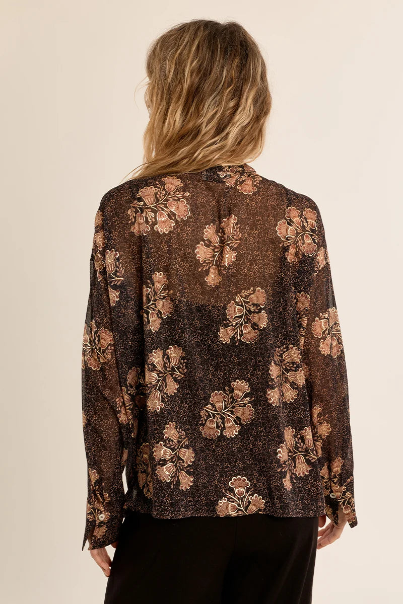 Rita Sheer Tie Collar Blouse