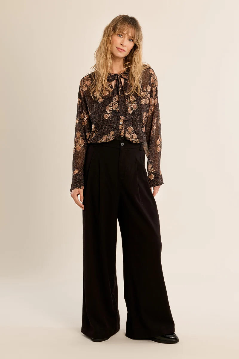 Rita Sheer Tie Collar Blouse