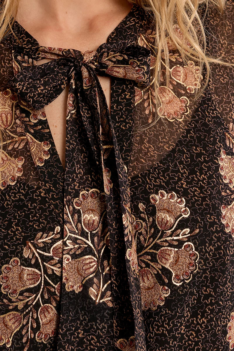 Rita Sheer Tie Collar Blouse
