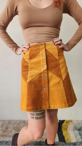 Cinnamon Girl Gold Cord Skirt