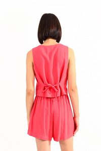 Coral Linen Blend Vest