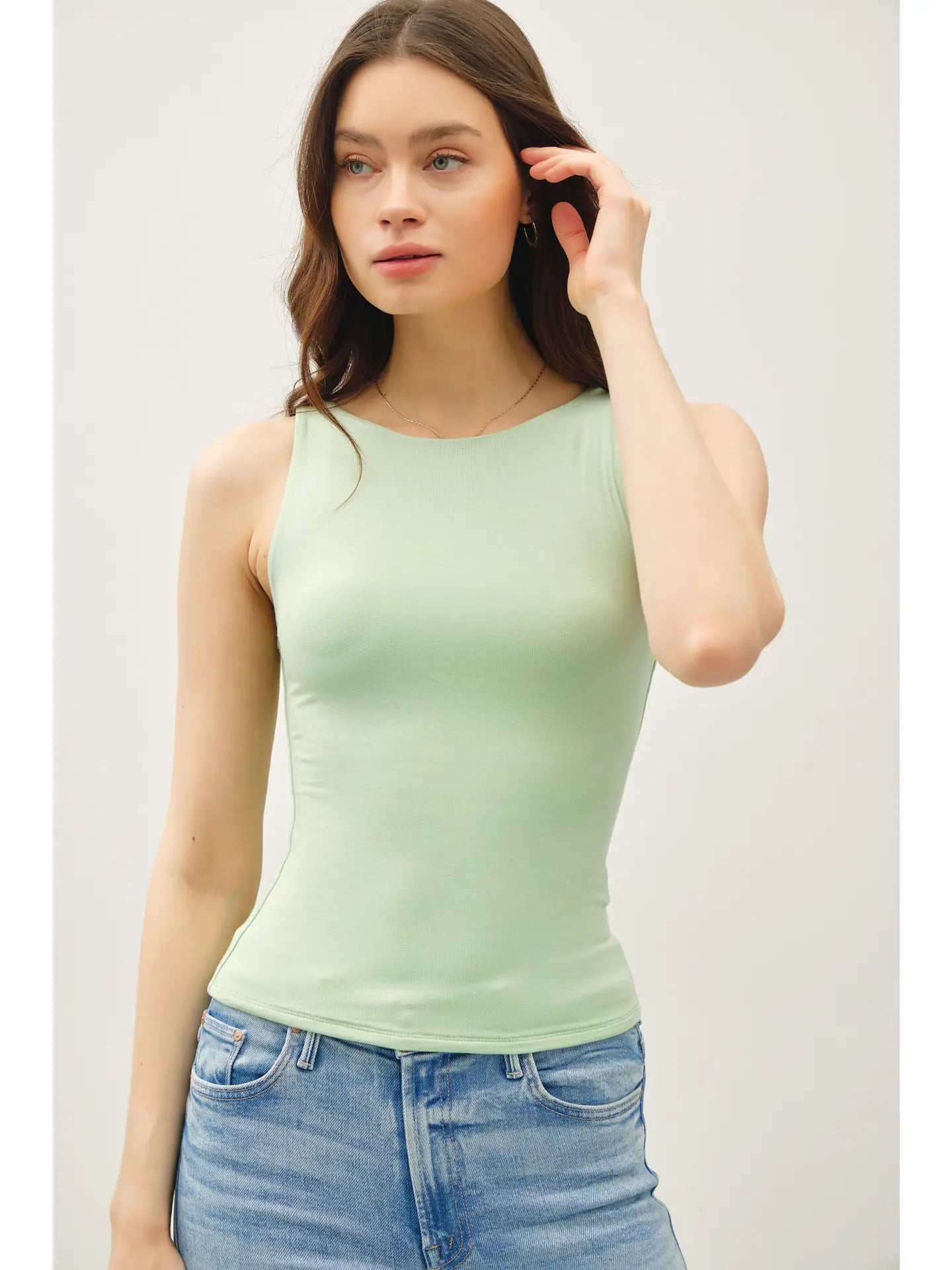 Double Lined Boat Neck Tank