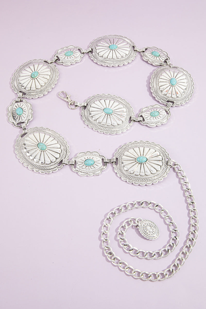 Sunburst Conch Turquoise Stone Belt