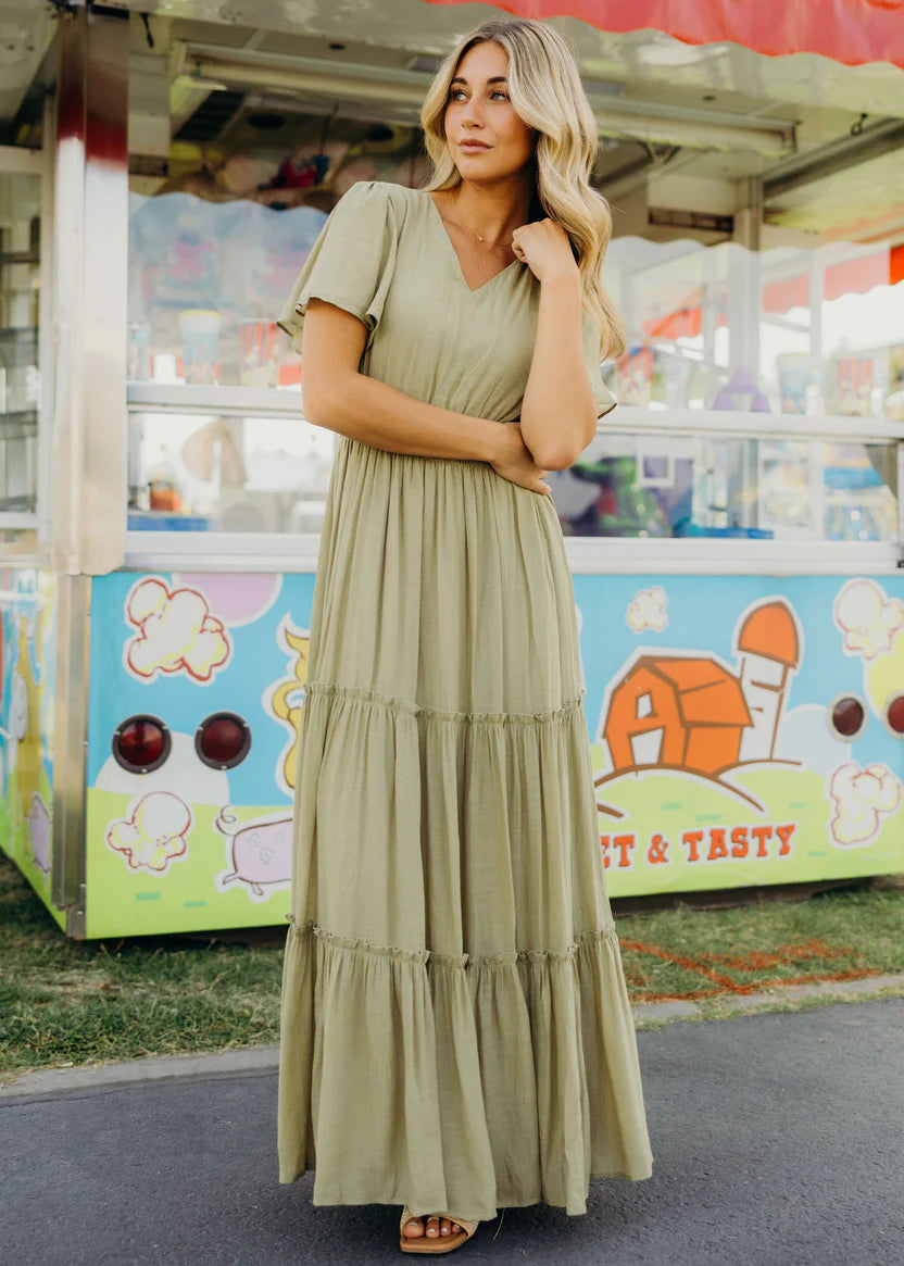 Taylor Fluttersleeve Maxi Dress