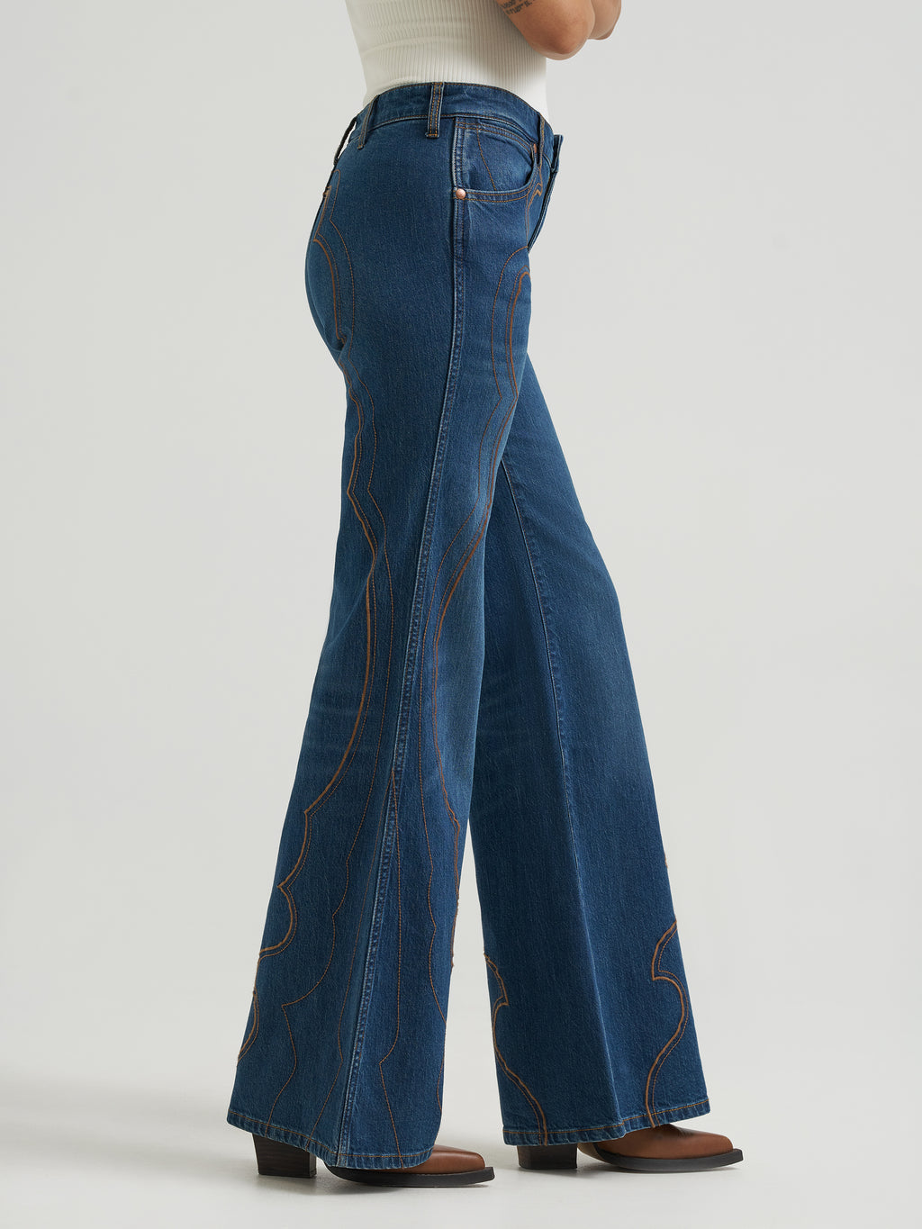 70s Embroidered Flare Jeans