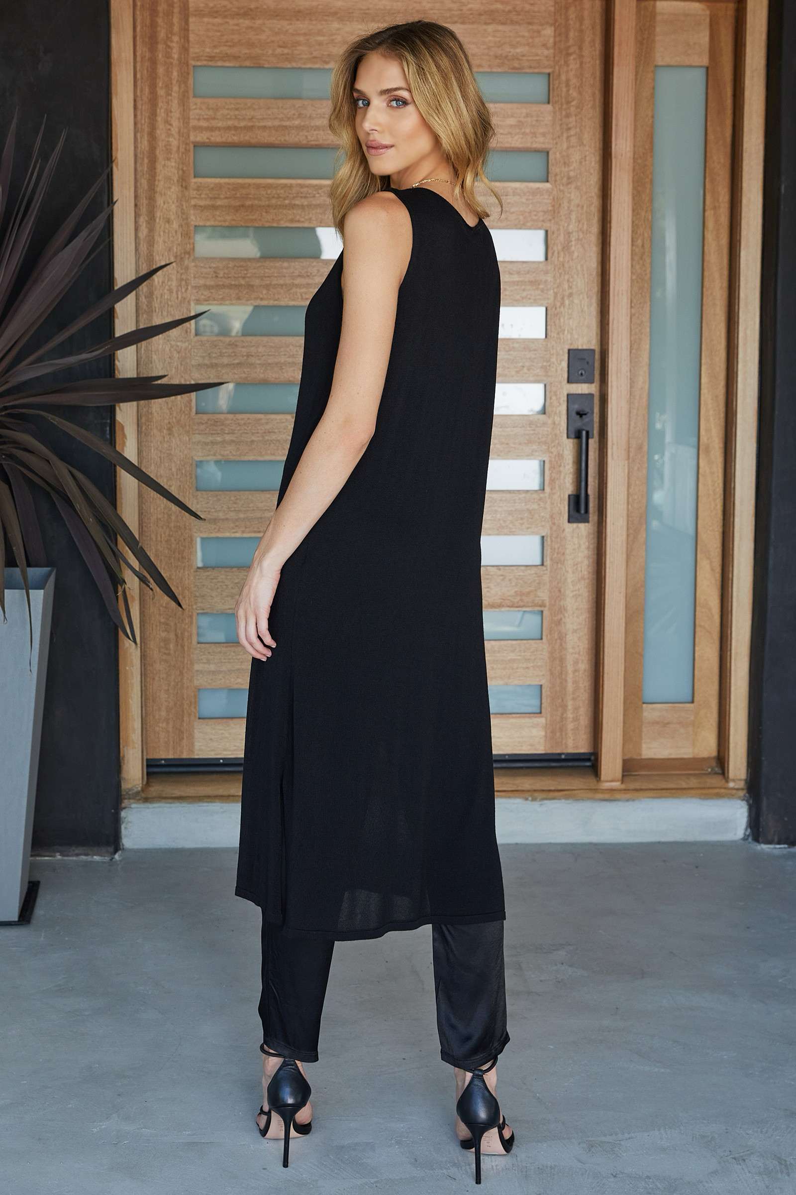 Phoebe Italian Viscose Sleeveless Cardigan