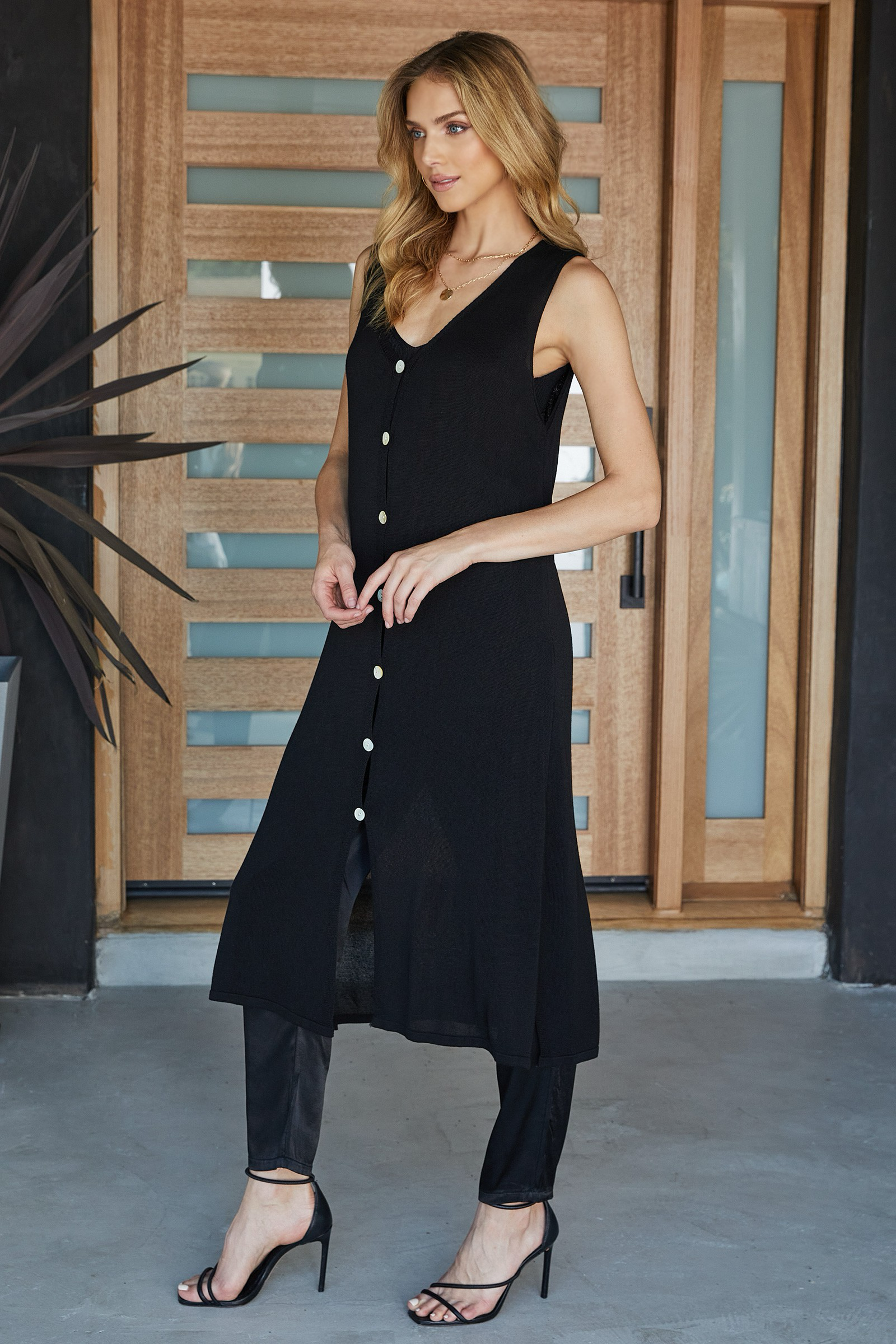 Phoebe Italian Viscose Sleeveless Cardigan