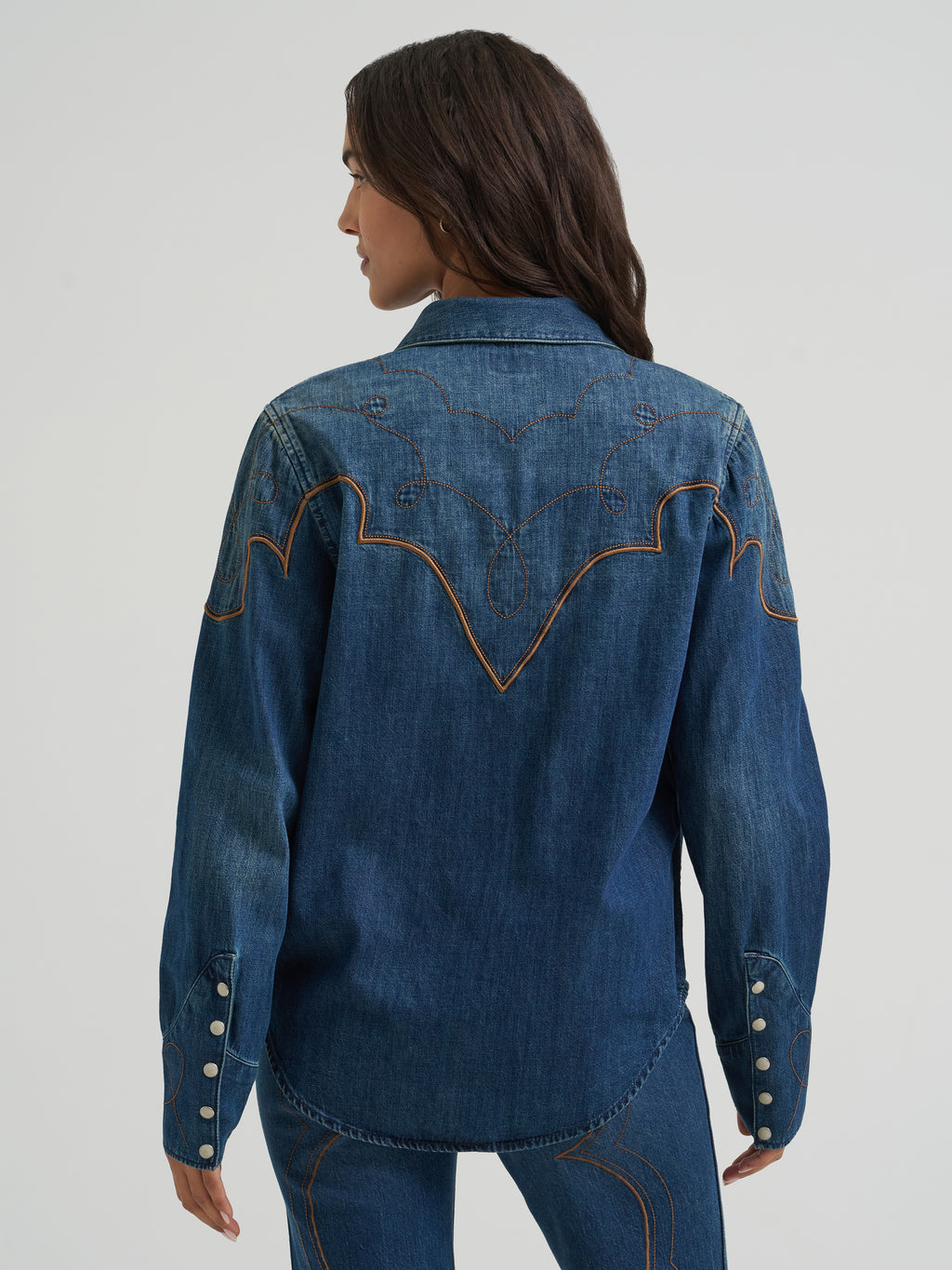 Tess Dramatic Collar Denim Shirt