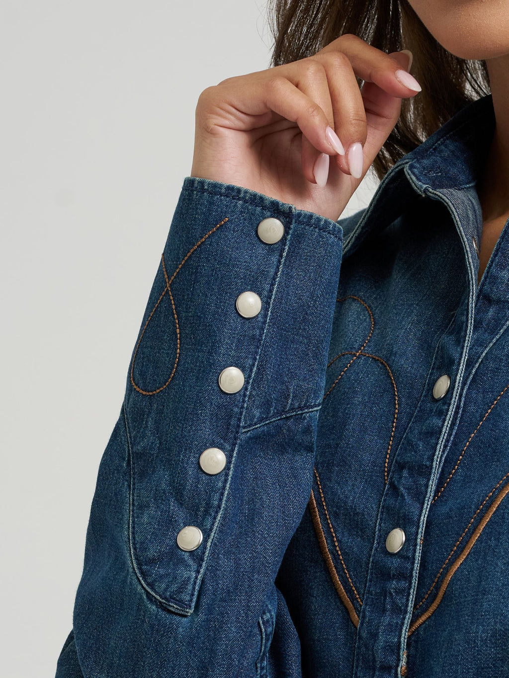 Tess Dramatic Collar Denim Shirt